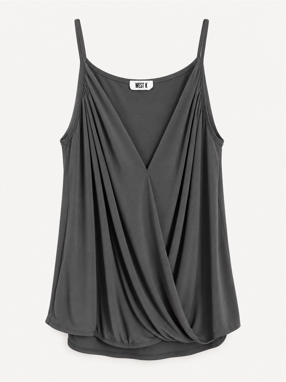 Charcoal Draped V-Neck Spaghetti Strap Tank